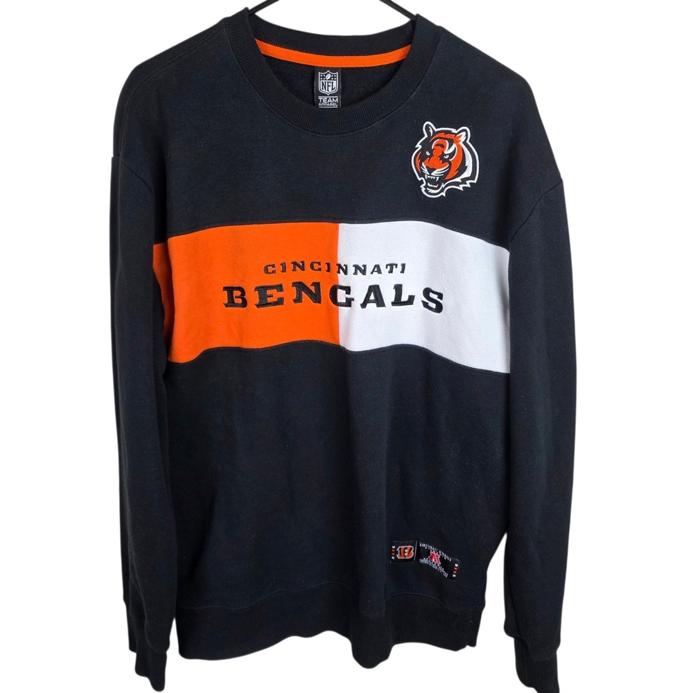NFL Team Apparel Cincinnati Bengals Sweatshirt Mens L Black Good Colorblock Logo